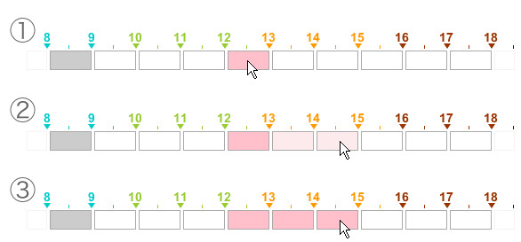 タイムバーでの選択方法